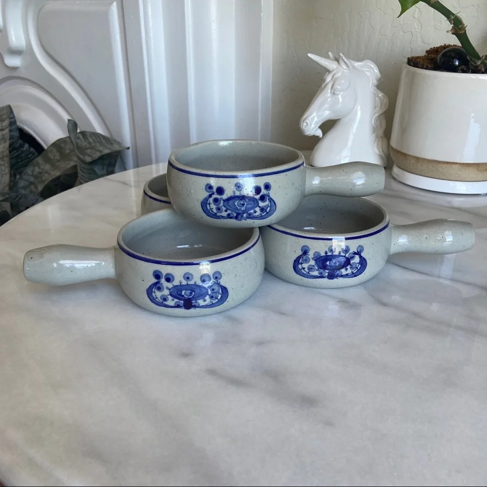 VINTAGE • 50s Ceramic Crocks Set of 4 Retro Kitchen European Midcentury Pottery - Picture 5 of 12